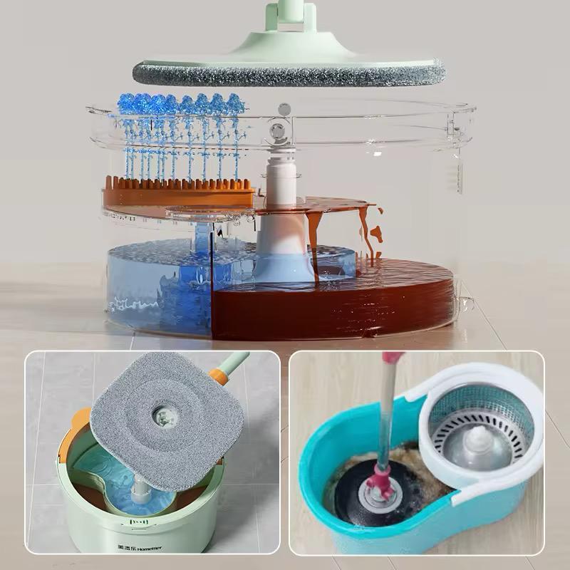 Smart-Clean Ultra İki Bölməli Fırlanan Mop və Vedrə Dəsti (Turkuaz / Nanə Yaşılı)